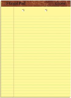 TOPS The Legal Pad Writing Pads, 8-1/2" x 11-3/4", Canary Paper, Legal Rule, 50 Sheets, 12 Pack (7531)