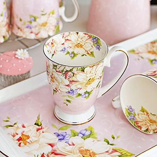 Miniatura 3 de Taza de café 10.1 fl oz, taza de cerámica de porcelana de hueso, tazas café pintura floral, presente creativo, ceremonia vintage