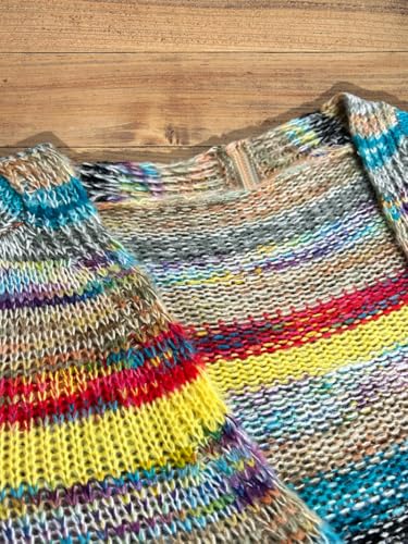 Women's Rainbow Striped Cardigan Sweater Chunky Long Sleeve Multicolor Open Front Sweater Soft Outerwear Coats2