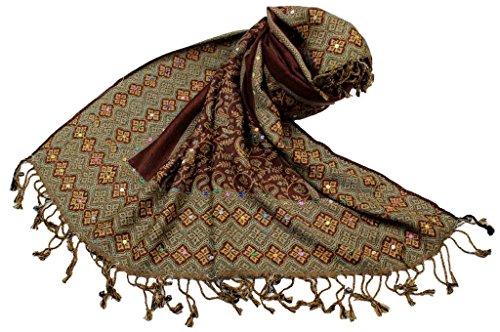 Étole viscose SHANKARA anti-coup de froid style cachemire scintillant