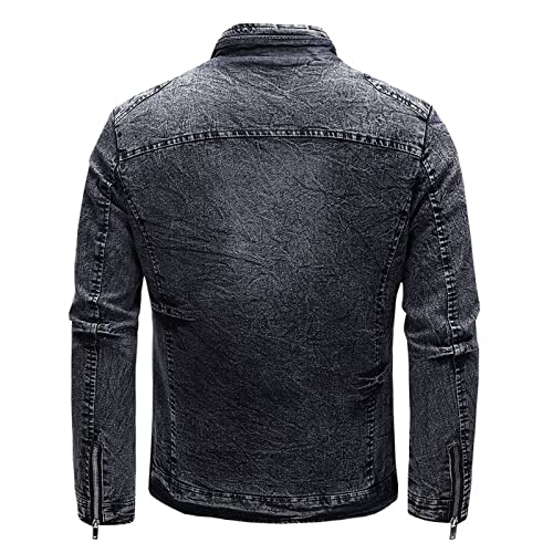 Jean Jackets For Men Full Zipper Fleece Lined Denim Trucker Jacket Vintage Casual Slim Fit Fall Winter Thick Warm Jean Coat #TOP2