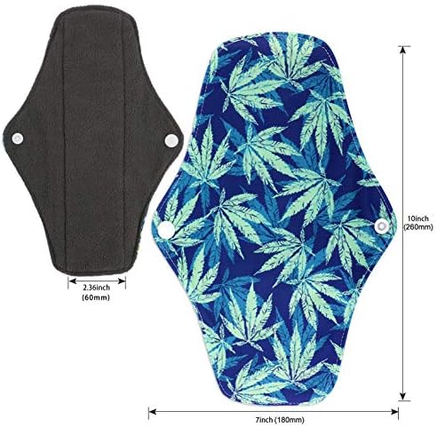 Reusable Menstrual Pads (7 in 1, 25.4cm 4 Layers), Bamboo Cloth Pads for Heavy Flow with Wet Bag, Large Sanitary Pads Set with Wings, Washable Overnight Cloth Panty Liners Period Pads