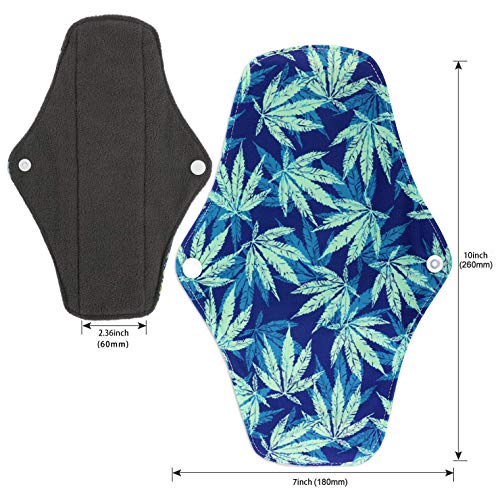 Image of Reusable Menstrual Pads (7 in 1, 25.4cm 4 Layers), Bamboo Cloth Pads for Heavy Flow with Wet Bag, Large Sanitary Pad Set with Wings for Women, Washable Overnight Cloth Panty Liners Period (Pack of 2)