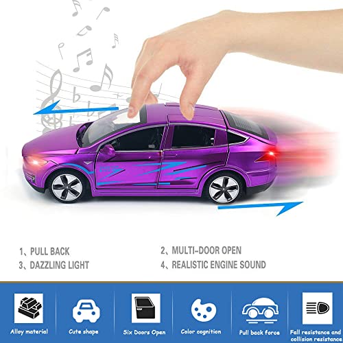 Diecast Car Model X Toy, 1:32 Scale Zinc Alloy Casting Pull Back Vehicles Door Opening With Sound And Light, Mini Electronic Toys Model X90 Collectible Car Toy For Toddlers Kids Birthday Gift #TOP2
