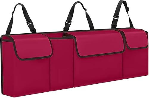 Miniatura 7 de Organizador de maletero de automóvil, para colgar en el asiento trasero con correas ajustables, bolsa de carga plegable de PVC impermeable,