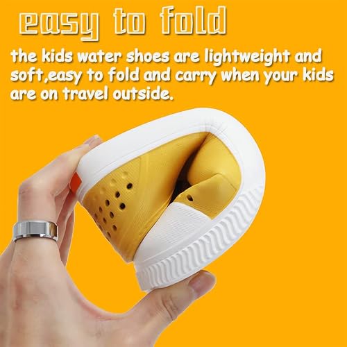 Ryhoow Kids Water Shoes Breathable Garden Clogs Lightweight Sandal Anti-Slip Quick Dry Beach Sneaker Outdoor & Indoor(F-Baihuang-190) Yellow #TOP4