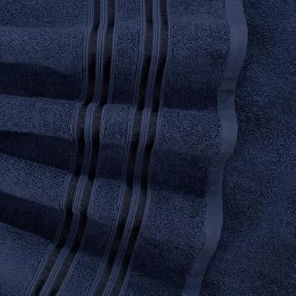 Hammetex 6 teiliges Handtuch Set, 100% Baumwolle Weich Saugstark Qualität Handtücher Set, 2 Badetücher 70x140 cm, 4 Handtücher 50x100 cm, Dunkelblau – Bild 7