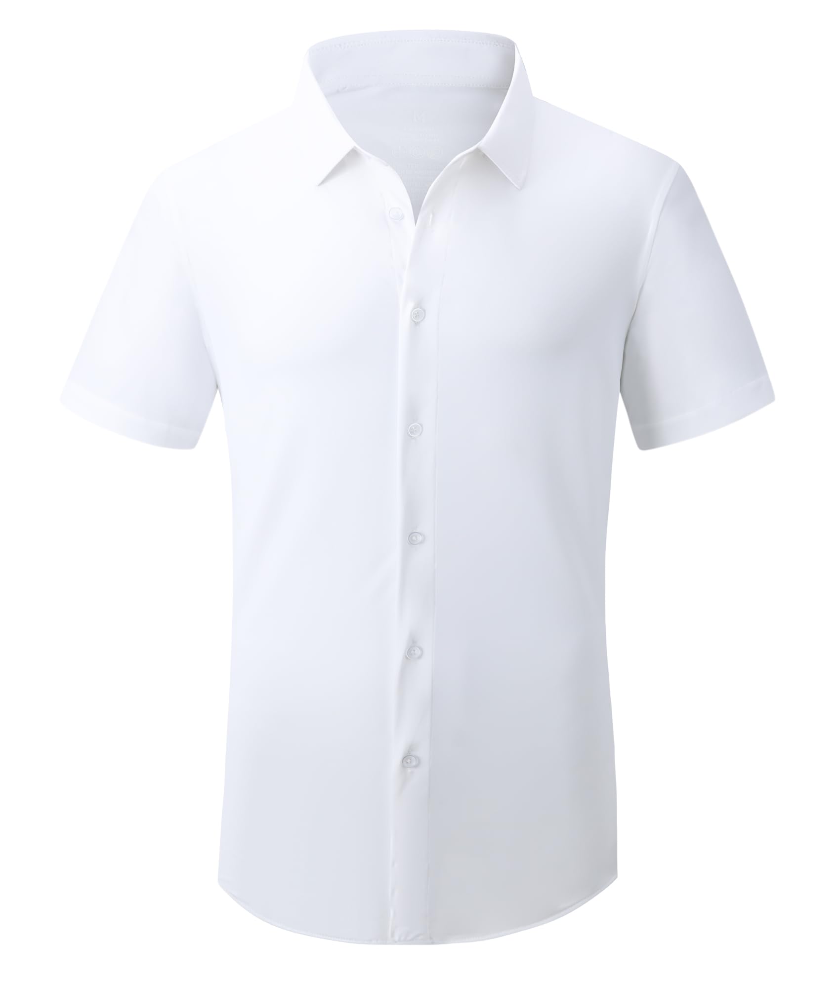 Alex Vando Mens Knitted Dress Shirts 8-Way Stretch Easy Care Solid Short Sleeve Shirt for Men