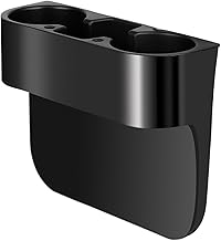 Car Cup Holder Multifunctional Portable Console Side Pocket Seat Gap Filler Organizer Vehicle Cell Phone Drink Holder Storage Box (Black)