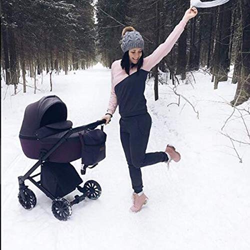 Soonhua 2Pcs Parent-Child Hat, Baby Hat/Women Hat, Mother & Daughter/Son Winter Warmer Knit Crochet Wool Beanie Fur Pom Bobble Hat #TOP6
