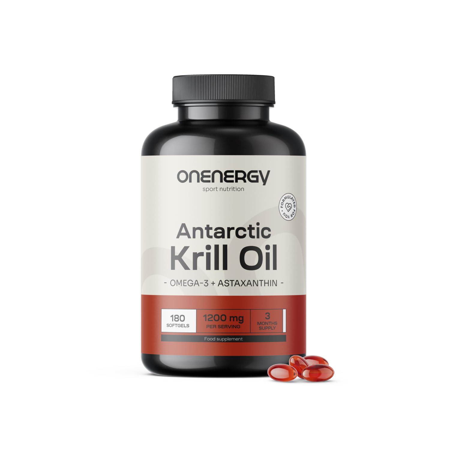 Olej z kryla 1200 mg - Omega-3, cholina i astaksantyna - 180 kapsułek - Olej z kryla antarktycznego - Funkcjonowanie serca i wątroby - Wspomaganie metabolizmu tłuszczów - Bez glutenu i laktoz