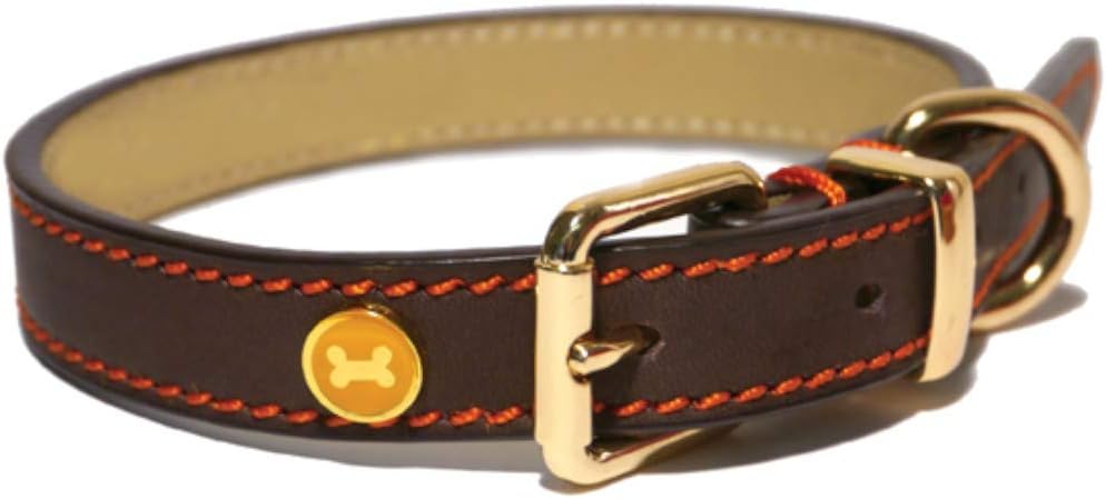Luxury Leather Brown 22"- 26" x 1 1/2" Dog Collar