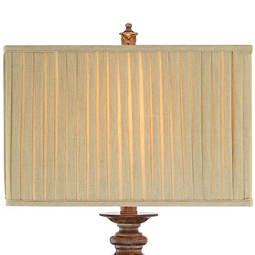 Catalina 21908-000 Traditional 3-Way Wrapped Leaf Table Lamp And Rectangular Pleated Fabric Shade, 32", Antique Gold #TOP4