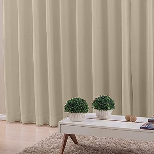 Cortina De Varão Voil Pérola 5,00x2,60 Forro Blackout Tecido