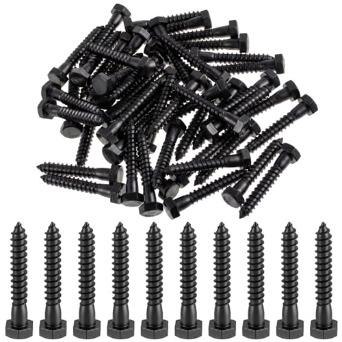 Zonon 50 Pcs 5/16" X 2" 304 Stainless Steel Lag Screw for Wood, Black