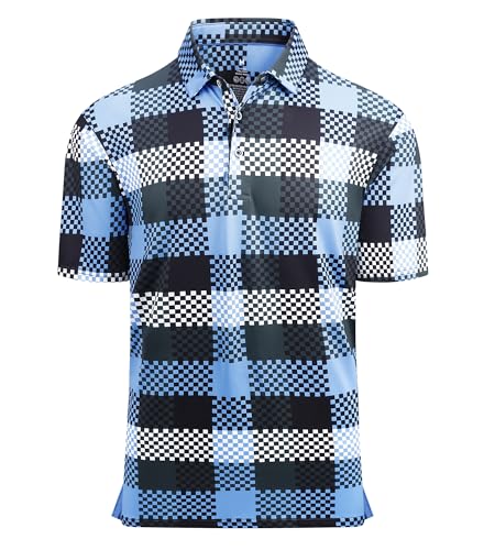 Alex Vando Mens Golf Shirt Moisture Wicking Quick-Dry Print Performance Polo Shirts for Men