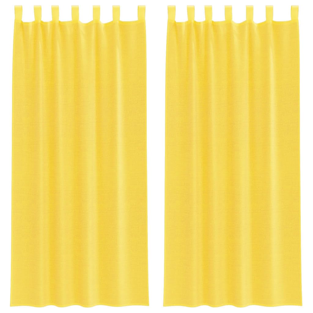 Rideaux en voile 140 x 245 cm semi-transparent jaune avec passe-tringle