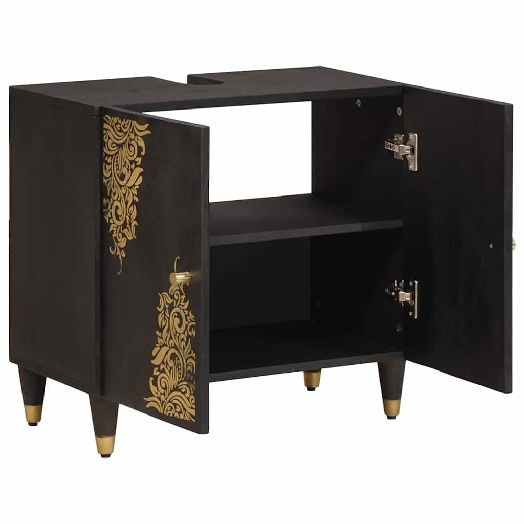 SYDE Mobile da lavabo nero, 62 x 33 x 58 cm, in legno di mango massiccio