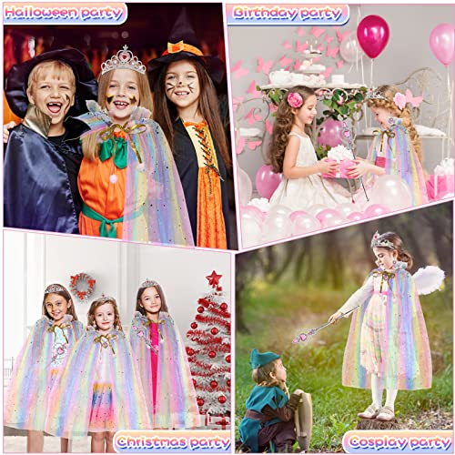 Hajus Princess Dress Up Clothes Cape Skirt Set For Little Girls Pretend Play With Jewelry Tiara Crown Wand Princess Toys (Unicorn Rainbow), One Size #TOP6