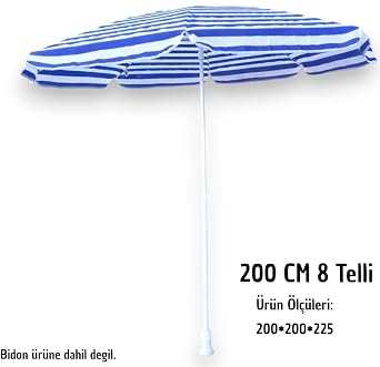 Plaj Şemsİyesİ Mavİ-beyaz 200 Cm 8 Tellİ