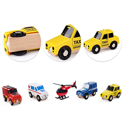 image for Moombike Wooden Toy City Cars and Emergency Vehicles Play Set Collecti