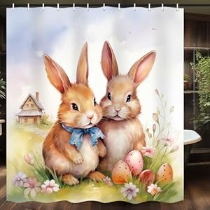 Merchr Easter Duschvorhang-Set mit 12 Haken