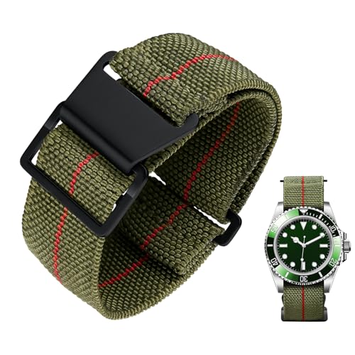 Image of BINLUN Elastic Nylon Watch Band 18mm 20mm 22mm Marine Nationale Fabric Military Parachute Replacement Watch Strap Men Women Silver & Black Buckle - Upgraded Hook-and-Loop Buckle