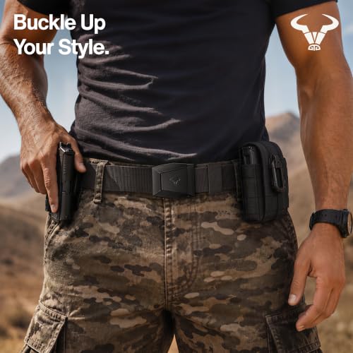 Image of BULLIANT Stretch Tactical Web Belt For Men-Trimmable 1.5 inch-Adjustable Fit | Smooth Sliding | Adjustable for Precise Fit | Tailored Size | Rugged Nylon for Heavy Duty, Hiking, Hunting