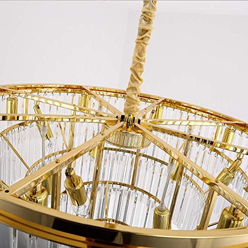 Meelighting Gold Plated Crystal Chandelier Lighting Modern Contemporary Empress Chandeliers Pendant Ceiling Lamp Light Fixture 7-Tier For Duplex House Dining Room Living Room Hotel (24 Lights) W39.4 #TOP3