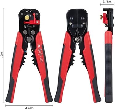 3 in 1 Automatic Wire Stripper Crimper, Self-Adjusting Wire Cutter & Cable Stripper, Crimping Tool Plier Cutter for Home and Car Electrics Wiring 10-24 AWG (0.2-6.0mm²), Red