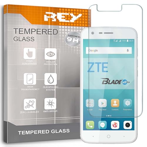 REY 2X Protector Pantalla para ZTE Blade V8 Lite, Cristal Vidrio Templado Premium