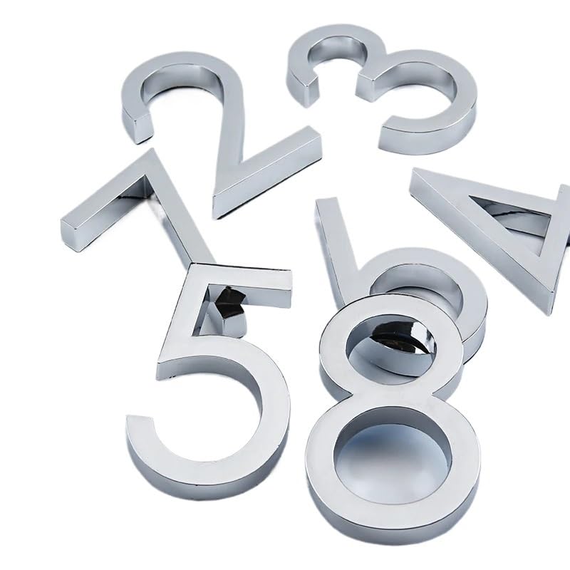 1 szt. 60 mm zewnętrzny numer domu zewnętrzne samoprzylepne numery naklejki na drzwi skrzynka pocztowa adres znak 2,35 cala 3D plastik #0-9(Black,9)
