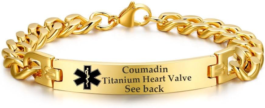 Custom Stainless Steel Medical Alert Bracelets Mens Medical id Bracelets Engraved Emergency Medical Bracelet for Women Adjustable 7.5-9 Inch