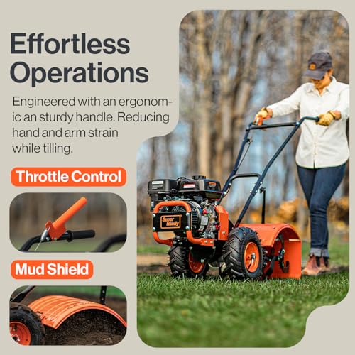 Image of SuperHandy Tiller Cultivator - 7HP 209cc Engine, Adjustable Tilling Width & Depth, Heavy-Duty Steel Tines for Garden Soil Prep, Landscaping & Weed Removal (Rear Tine Tiller)