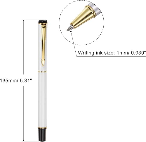 Miniatura 10 de PATIKIL Bolígrafo de metal de 5.315 in, paquete de 3 bolígrafos de gel de tinta negra de punta media de 0.039 pulgadas (0.039 in), bolígrafos de