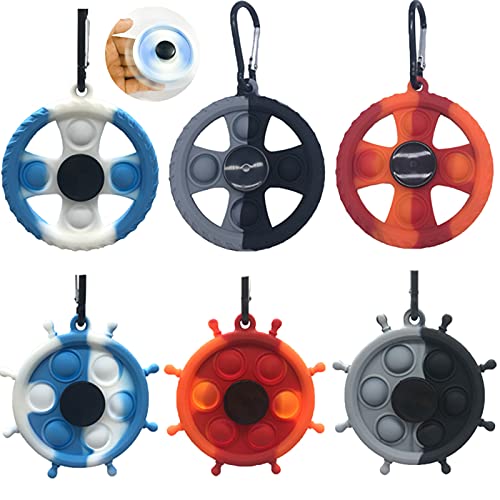 Estian 6 Pcs Mini Pop Fidget Toy,Mini Push Pop Fidget Toy Schlüsselanhänger,Mini Rainbow Tie dye Bubble Wrap Sensory Silicone Toy, Autismus braucht Stressabbau Taktiles Logikspiel für Kinder Cover