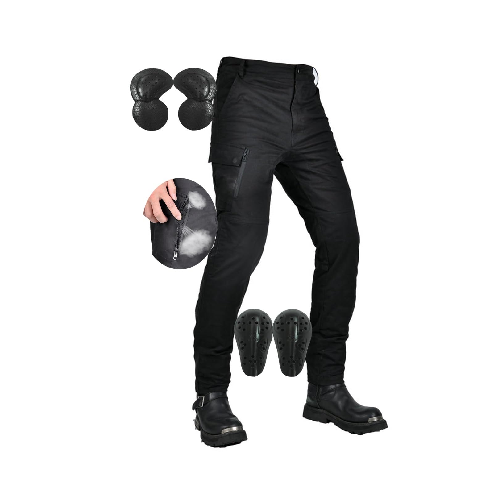 WESBR Motorrad Hose Mesh - Mit Knieprotektoren & Reflexstreifen