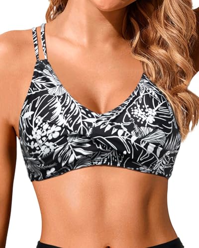 Image of Holipick Twist Front Bikini Tops for Women - Push Up Bathing Suit Top Padded Swimsuit Top