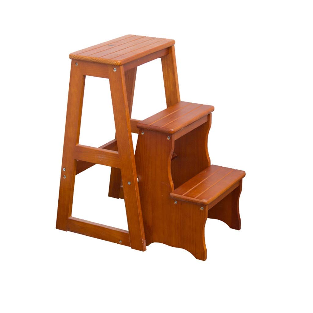 Cxvhsertwr Brown Ladders For Home, Step Stool Three-Step Ladder(,36X56x64cm)