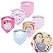Baogaier Bavaglini Neonato Bavaglino Bambino Cotone Foulard Bandana Grandi Bimba Triangolo Ricamo Ricamare Fashion Assorbenti Fiore Originale Drool per Bambina Bambine e Ragazze - Blu Rosa - 6 Pezzi