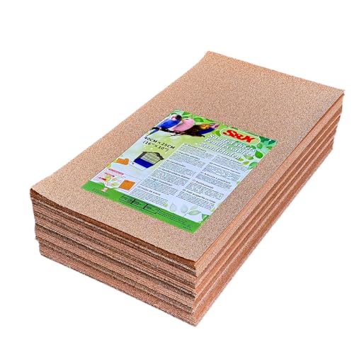 Image of S&X Gravel Paper for Bird Cage 120-Pack 16 inch x 10 inch Bird Cage Liners Disposable | Accessories for Parakeets Cockatiels Canaries Finches Conures Easier Cleaning and Bird Health | Thick, flat gravel paper eases cage cleanup - gritty surface helps trim claws & beaks - pre-cut to fit common cage trays