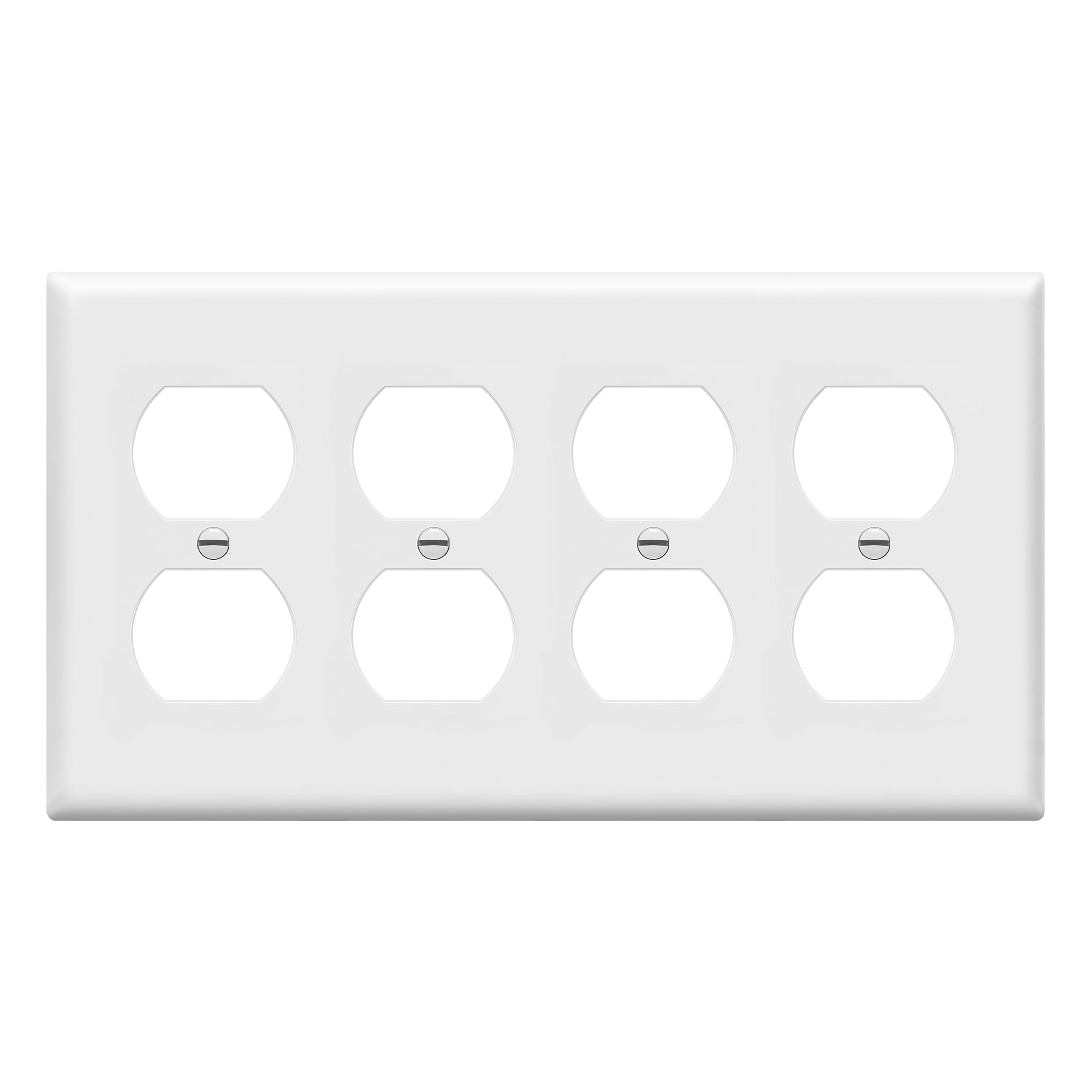 Enerlites 8824-W 4-Gang Duplex Outlet Wall Switch Plate, Standard Size, Unbreakable Polycarbonate, White, 4 Gang