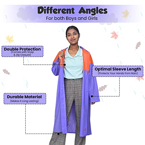Image of HACER Aqua Raincoat for 5 to 6 Years Old Kids Children Water Resistant Rainsuit Adjustable Hood Drawstring Hem Rainwear with Side Pockets (30, Random Colour)