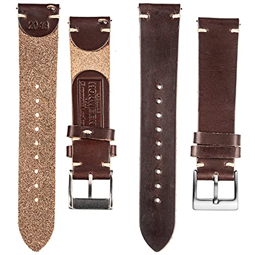 Image of hemsut h Leather Watch Bands for Men, Horween Quick Release Leather Watch Strap Vintage Watch Replacement Wrap of 18mm, 20mm, 22mm