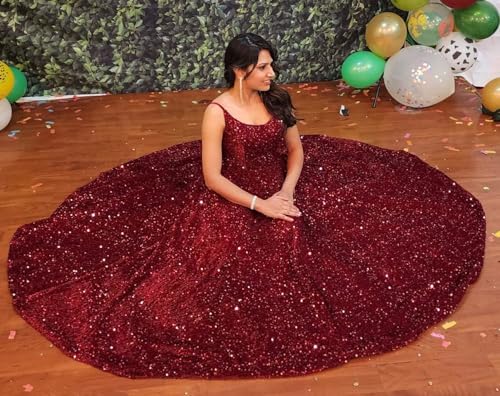 Tianzhihe Sequin Prom Dresses 2025 Long Sparkly Ball Gowns Spaghetti Straps A-Line Formal Evening Party Gown with Pockets3