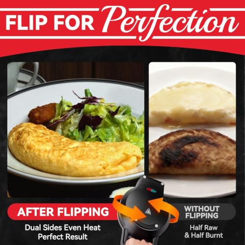Image of Delavala Breakfast Egg Cooker & Omelette Maker, Dual Section Non-Stick Electric Maker for Omelets, Frittata, Pancakes, Pizza & Snack Pockets, Quick Cooking Compact Kitchen