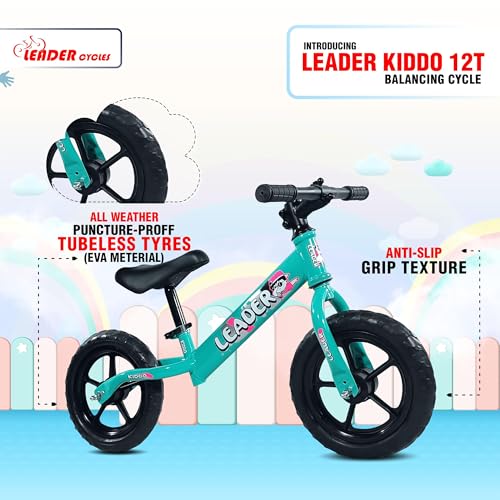 Image of Leader Kiddo Balancing Cycle for Kids Ages 1-4 | Lightweight, Pedal-Free Design for Effortless Fun | Adjustable Seat for Growing Toddlers | Perfect Learning Bicycle for Boys and Girls (SEA Green)