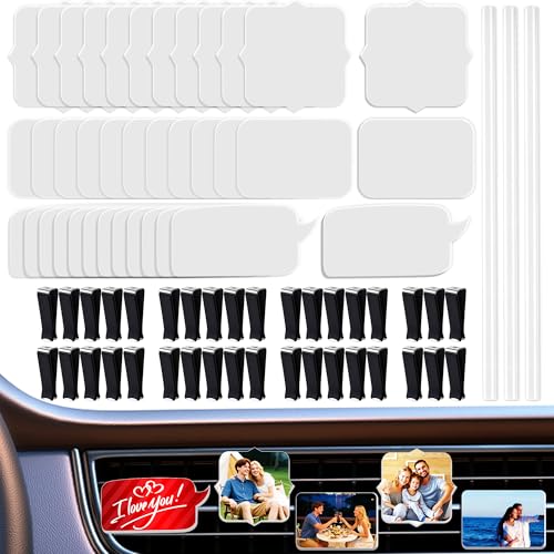AOUXSEEM 36 Set Car Air Vent Clip Sublimation Blanks PVC Material Air Freshner Diffuser Aromatherapy Essential Oil Pin Making Kit Supplies DIY Custom Interior Decor Sublimate Photo/Words/Stylized