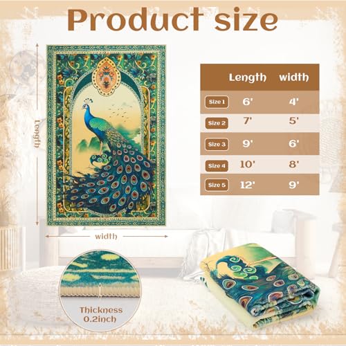 Tapete decorativo 4x6 peacock verde interior lavable miniatura 5