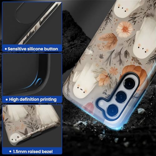TAMEFOX Case for Samsung Galaxy S23 FE,Anti Drop Scratch Protective Phone Cover Case for Women Girl-Cute Ghostp Pumpkin - image 3